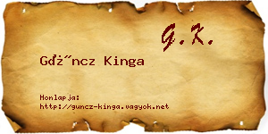 Güncz Kinga névjegykártya